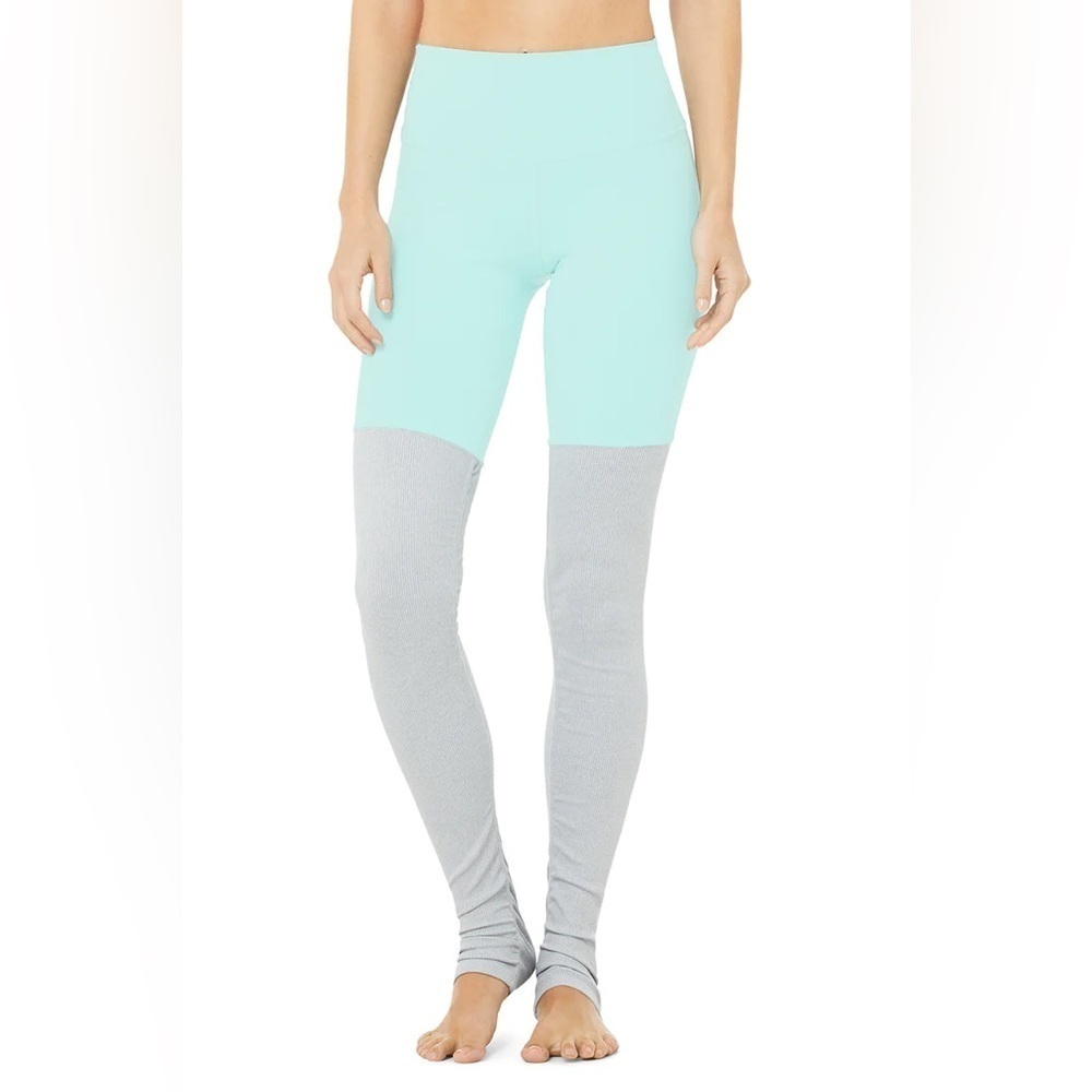 alo yoga high waisted goddess colorblock ribbed leggings